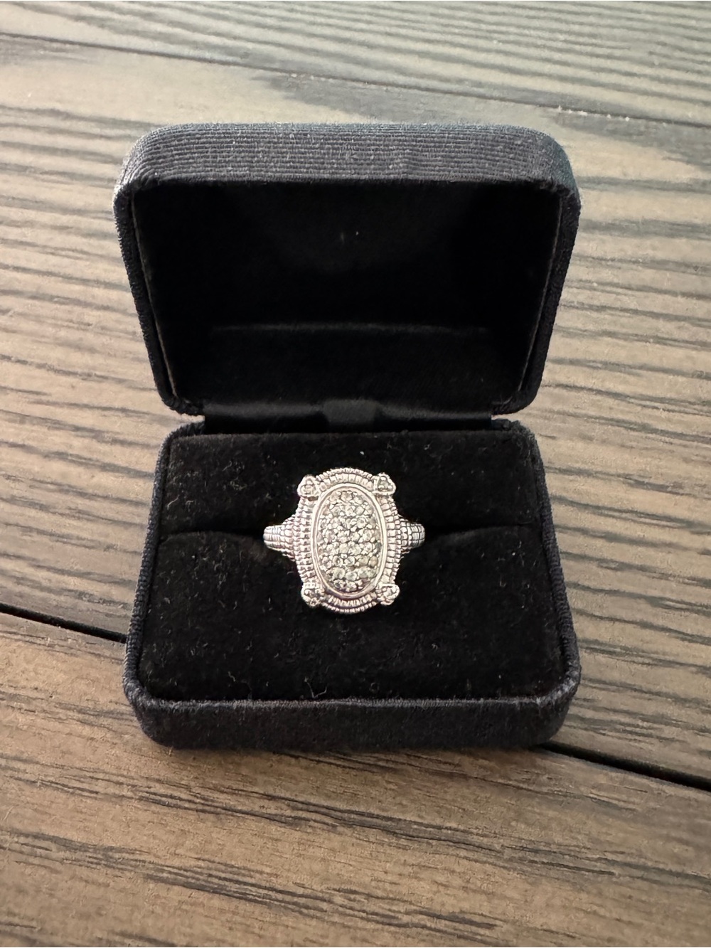 Judith Ripka Silver Pavé Oval Cluster Ring